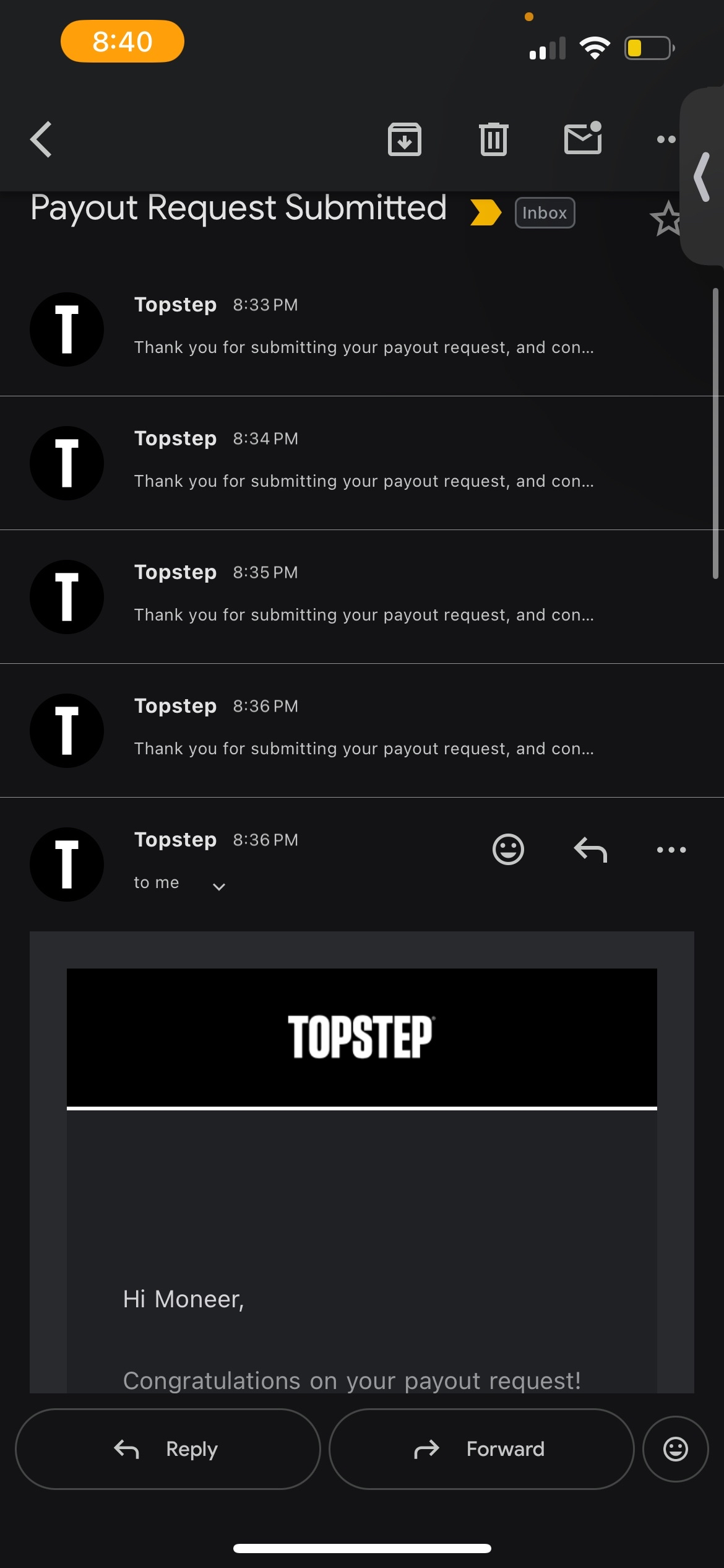 Moeski $6,500 Payout Proof